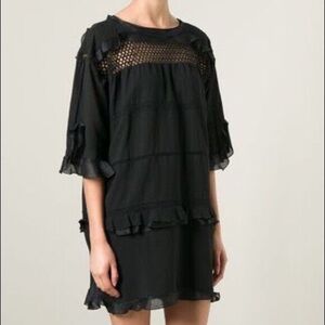 Etoile Isabel Marant Black Lace Voile Cassy Dress Size 38